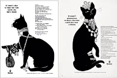 ♠️ 特请黑猫做主角！现身的黑猫猫悬挂如天空般璀璨的钻石、看似静止却又浮动的山丘，神秘而深邃的猫眼，明亮凝视着。或是活泼顽皮，又或是满好奇警戒。让我有想偷捏一把的冲动。
♠️ 黑猫通告：
1950-1960年代的劳力士腕表广告（1-4、6-10）
1948年代Harry Winston 钻石项链海报（5、11） ​​​​