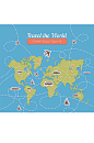 创意环球旅行世界地图和轨迹矢量图-众图网