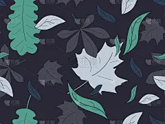 秋叶无缝图案。落叶，落叶落。橡树和枫。背景适用于包装纸、印花、织物及印花。矢量图