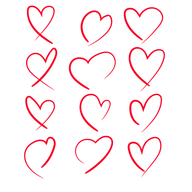 手线艺术心系列免费下载Png手绘插画贴纸...