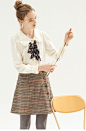 MissPatina 2014 春复古vintage英伦学院 娃娃领系带衬衫