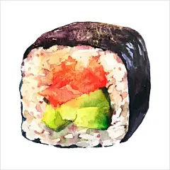 水彩寿司日式料理食物插画矢量图设计素材