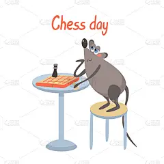 象棋日贺卡的老鼠。