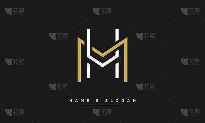 MH或HM字母图标抽象标志向量素材-花瓣网