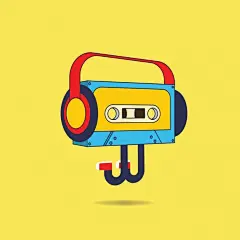 盒式磁带插画背景矢量图设计素材