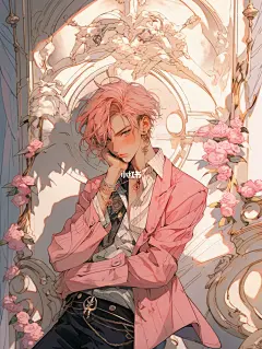 AI绘图｜多巴胺帅哥-Pink