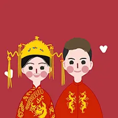 情侣照片Q版美式简约挂画卡通头像定制插画手机壁纸漫画婚纱微信-淘宝网