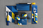 blue branding  construction logo modern Packaging strength strong tools yellow