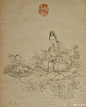 书法绘画 | 清白描观音像，首都博物馆藏。#约会博物馆# ​​​​