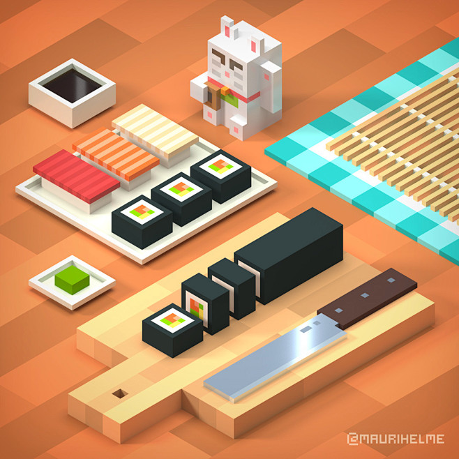 Voxel Food Table Ser...