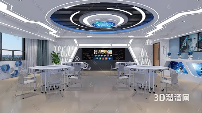 科技教室 科技展厅 人工智能教室 展馆展厅 AI智能教室3D模型-花瓣网