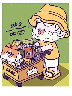 潮玩插画|小推车推起来