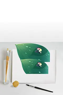 立春春天场景小插画设计