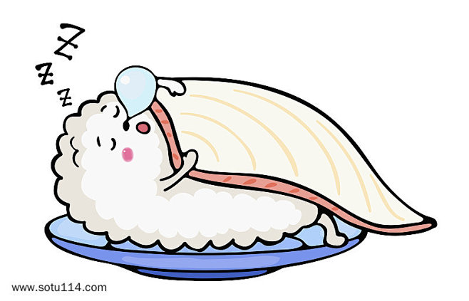 卡通睡觉的饭团免抠图