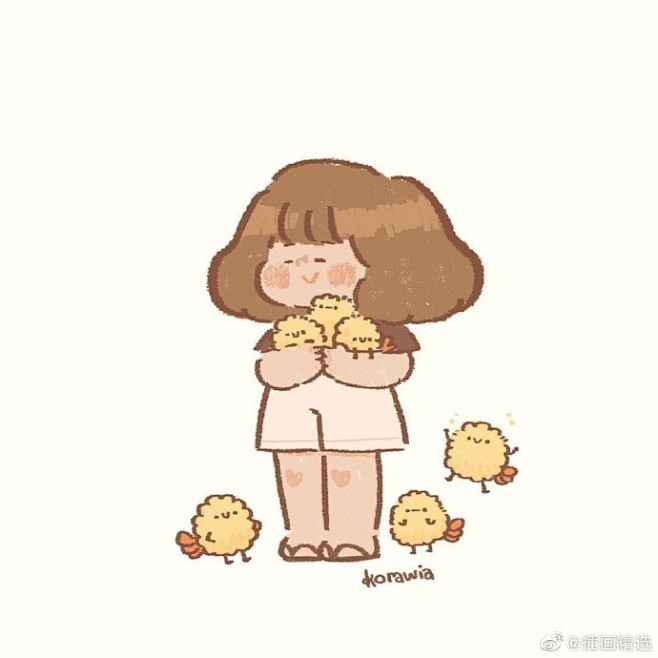 插画师korawia的一组Q版女生卡通人...