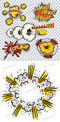 创意英文爆炸标签贴字设计AI矢量素材卡通漫画手绘艺术字标志图标-淘宝网