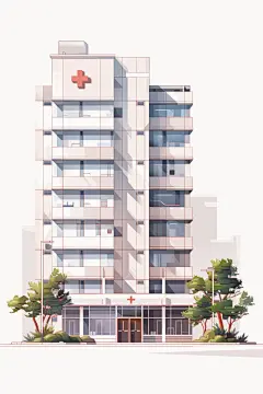 现代医院手绘风格