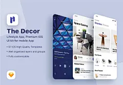 工业设计主题概念类移动应用程序UI界面素材模板The Decor Lifestyle App插图