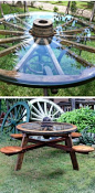 Wagon wheel patio table...