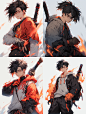 yuguang_Handsome_black_hair_sporty_carrying_a_sword_front_fire__c3730ef0-9cc4-4085-b398-90bf415b3e03