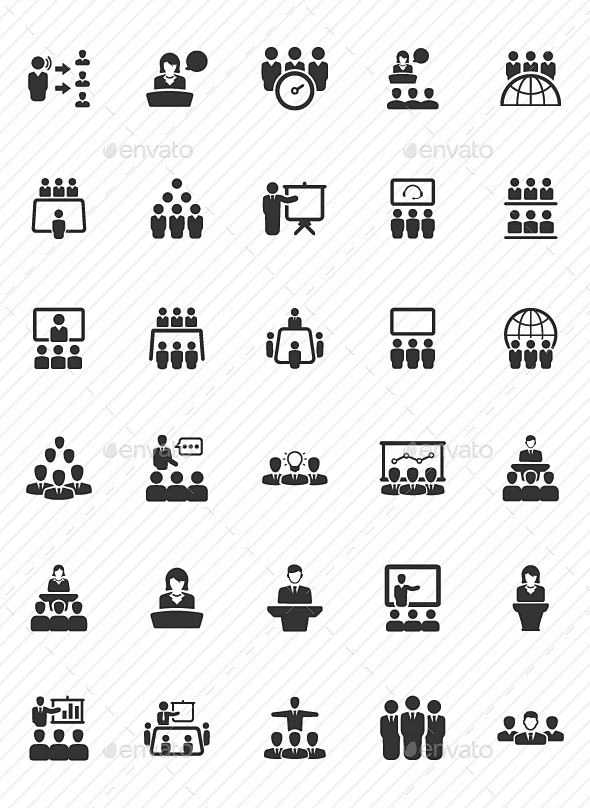 商务会议图标-灰色版本业务图标Business Conference Icons - Gray Version - Business ...