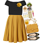 A fashion look from September 2016 featuring cut-out crop tops, brown skirt and black ballet shoes. Browse and shop related looks.