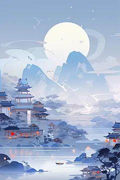 数字艺术中国风传统中秋节插画海报背景-众图网