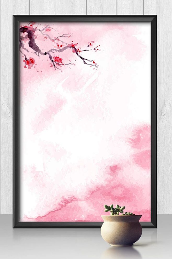 粉色大气桃花桃枝背景