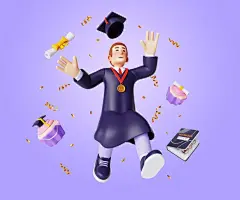 毕业生角色的 3D 渲染