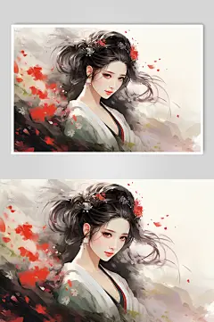 AI数字艺术新中式中国风美女人物插画-众图网