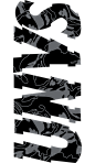 This may contain: the letter s is made up of black and white camouflage print letters, which appear to be overlapping