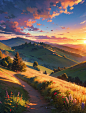 01241-2545475550-((no humans)),On the mountaintop,the thatch is tall,the wind blows through the grassland,evening,sunset,moderate heat,rich detai