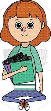 动画片,女生,可爱的,创造力,书,重返校园,概念,小学,图像,书呆子