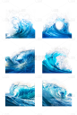 特效通用实景蓝色海浪浪花元素素材