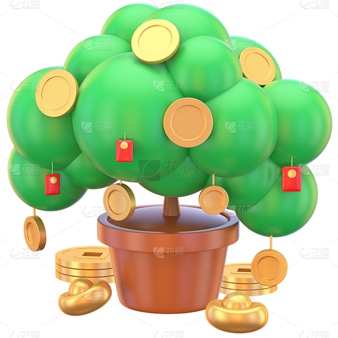金融发财树创意3D贴纸套装