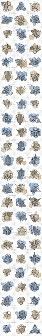 抽象三维立体维度几何机械形状图形元素插画AI矢量设计素材-淘宝网
