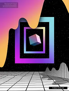 15款创意艺术抽象全息科幻未来蒸汽波时尚招贴海报广告ps设计素材
