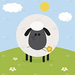 草地上的黑头羊平面设计