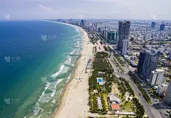 岘港海滩鸟瞰图，这是世界上最美丽的海滩之一。