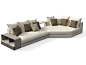 Sectional modular leather sofa with chaise longue SKYLINE | Sofa with chaise longue by Giorgetti
