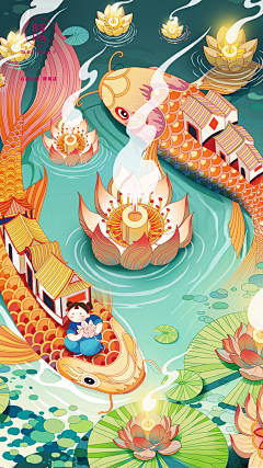 一颗小白菜呀采集到插画设计-中式 古风 国潮