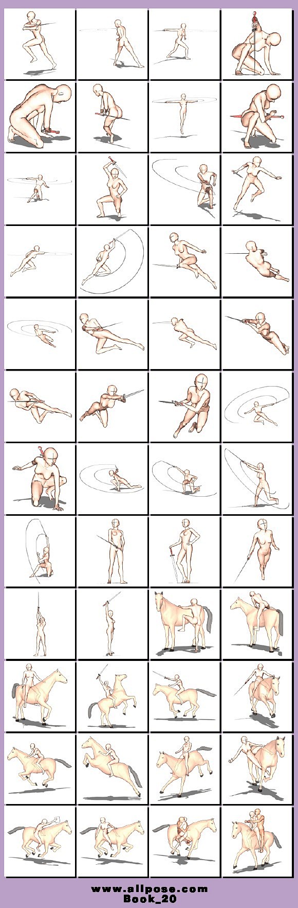 【素材】人体动作参考图..各种姿势_手绘...
