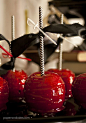 Candy apples at a Halloween Party.  See more party ideas at CatchMyParty.com.  #fhalloween #partyideas