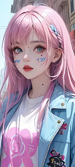粉色头发可爱动漫女生手机壁纸_彼岸壁纸
