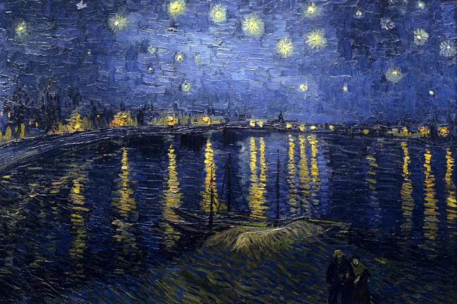 罗纳河上的星夜（星空） 荷兰 梵高 油画...