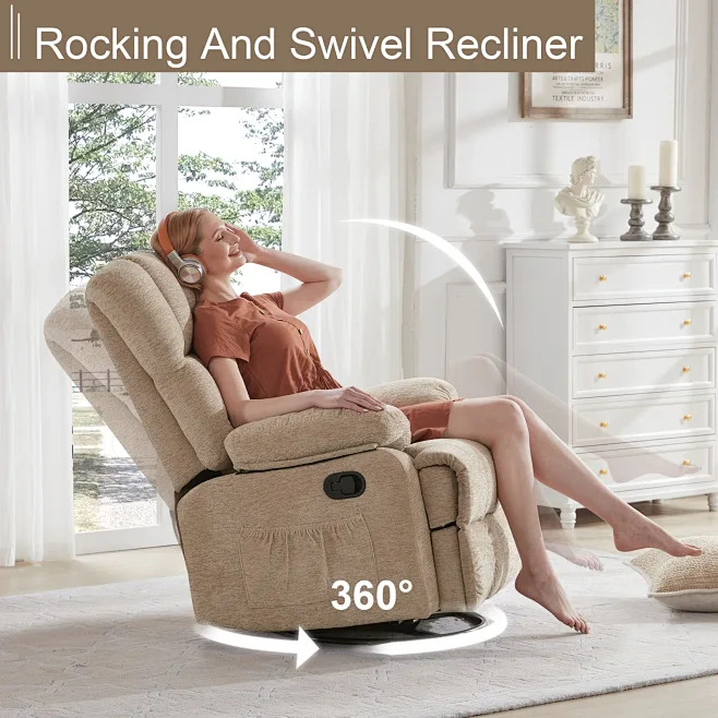 Amazon.com: Dreamsir Oversized Rocker Recliner Chair for Adults, 360 ...