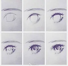 分享一组动漫眼睛、手部和辫子的画法（by：cassmyzu） ​#手帐素材插画手绘##简笔画# ​