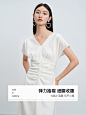 迪赛尼斯2022夏季新款设计感小众白色短袖气质中长款连衣裙女士夏-tmall