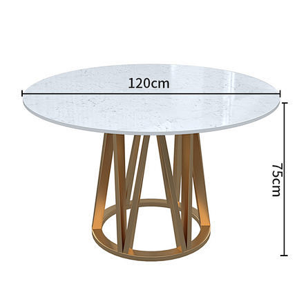 北欧大理石餐桌 椅组合家用圆形带转盘1....