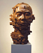 台湾艺术家韩旭东（Hsu Tung Han）的木雕作品。立体化的“故障艺术”。 ​​​​